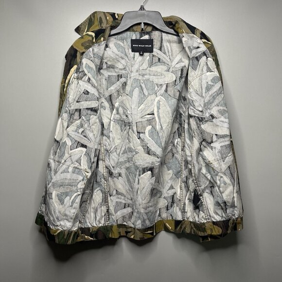Who What Wear Green Leaf Camo Shirt Jacket Women's Size Small Lightweight - Picture 5 of 9